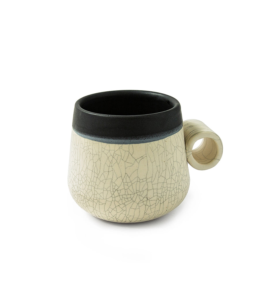 Black Dipped Stone Crackle Knuckle Mugs (set of 2)